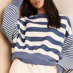 NEW Altar’d State AS Revival Blue Striped Super Soft Sweatshirt Size XL NWT